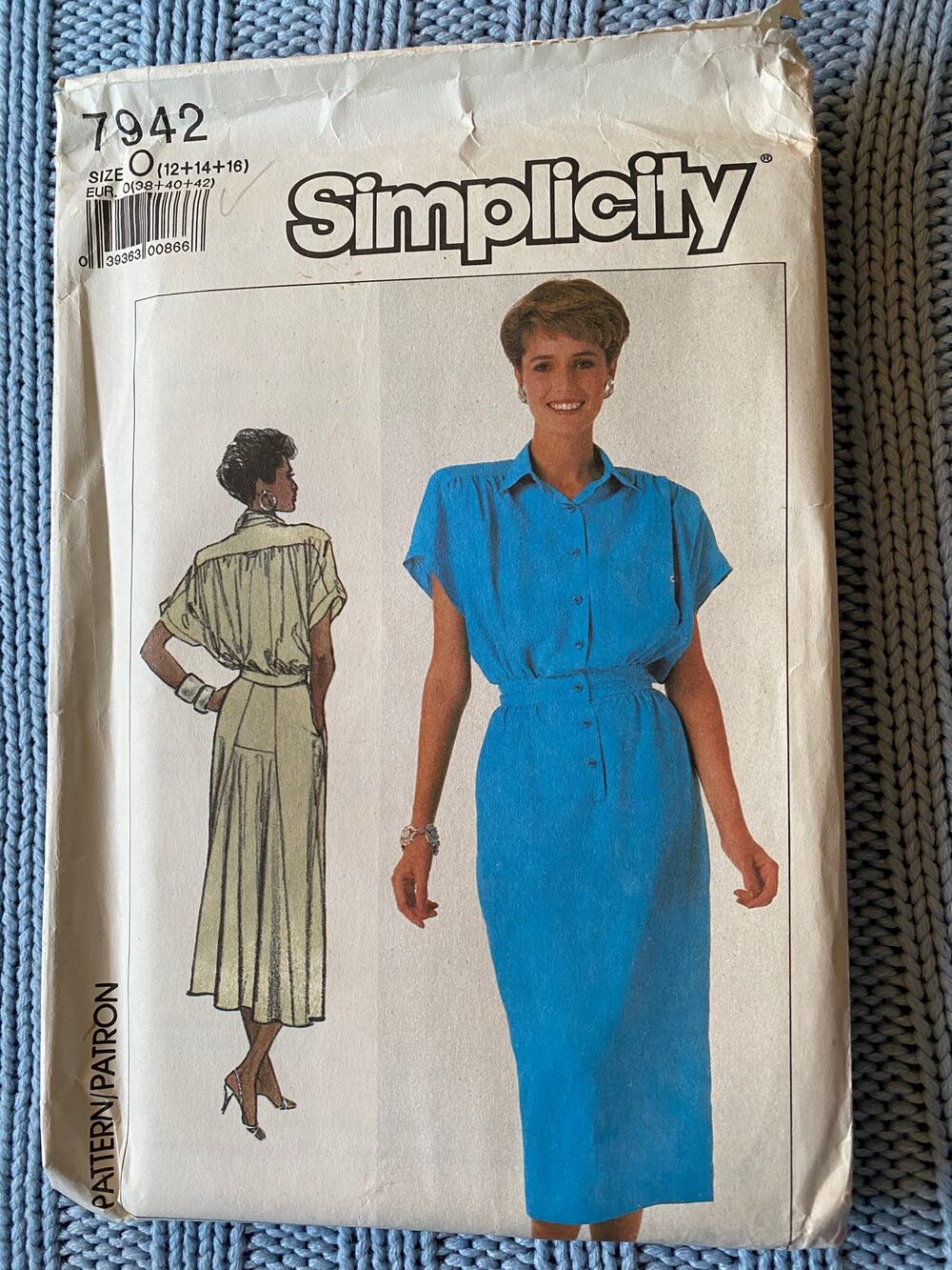 Simplicity 7942 Shirt dress pattern 1980s